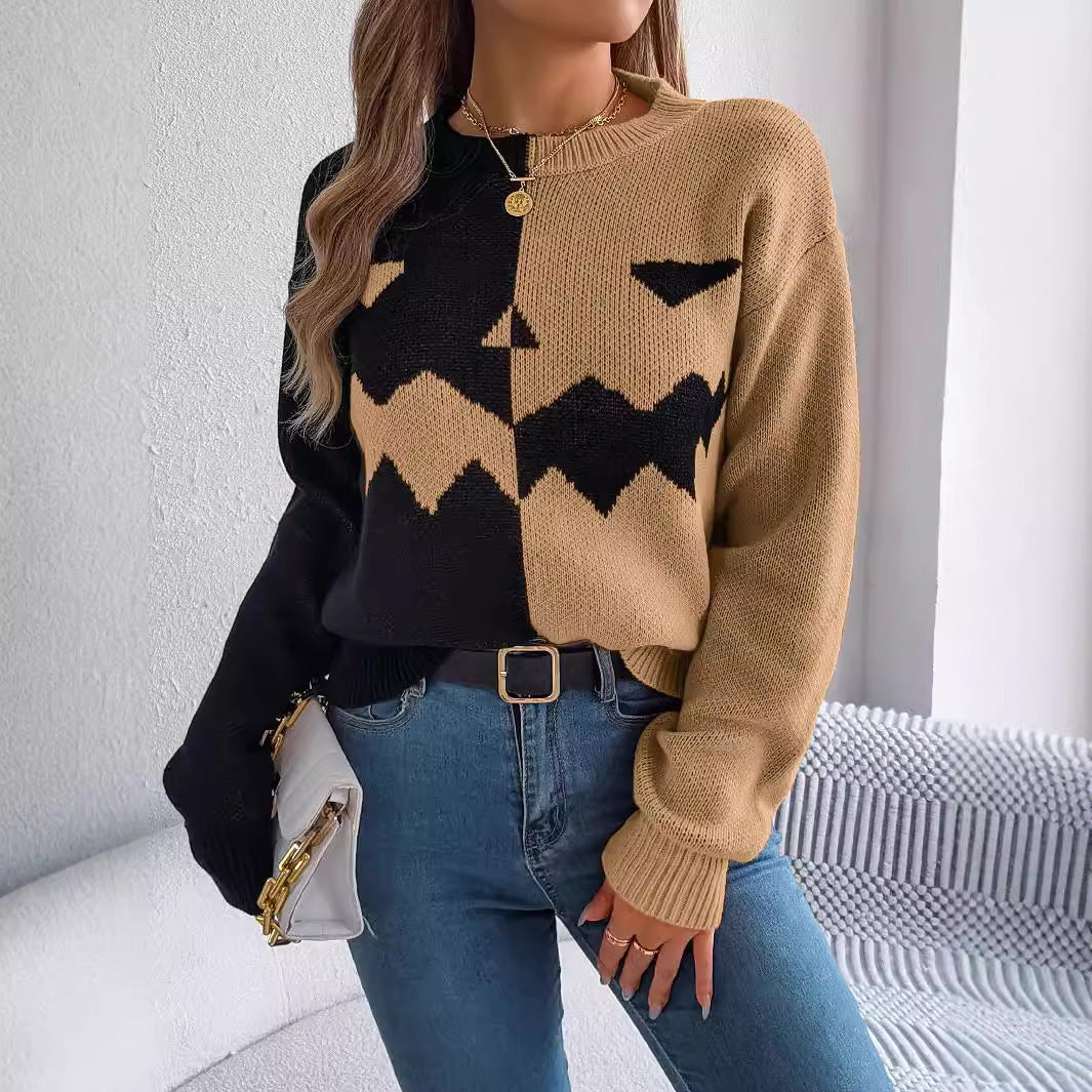 Long Sleeve Knitted Halloween Pullover Sweater