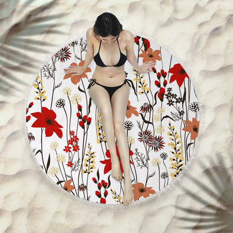 Round Fringed Beach Towel