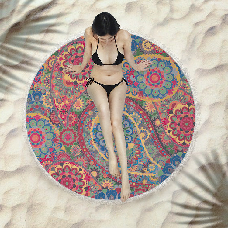 Round Fringed Beach Towel