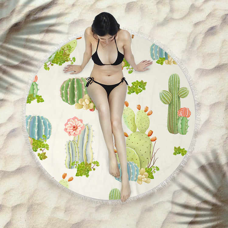 Round Fringed Beach Towel