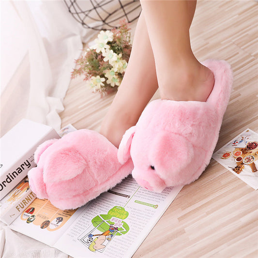 #2 - Pink Pig Plush Slippers