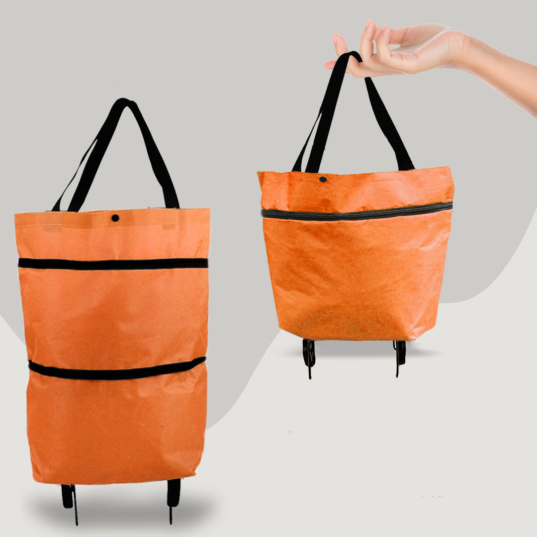 Foldable Oxford Shopping Tote with Wheels