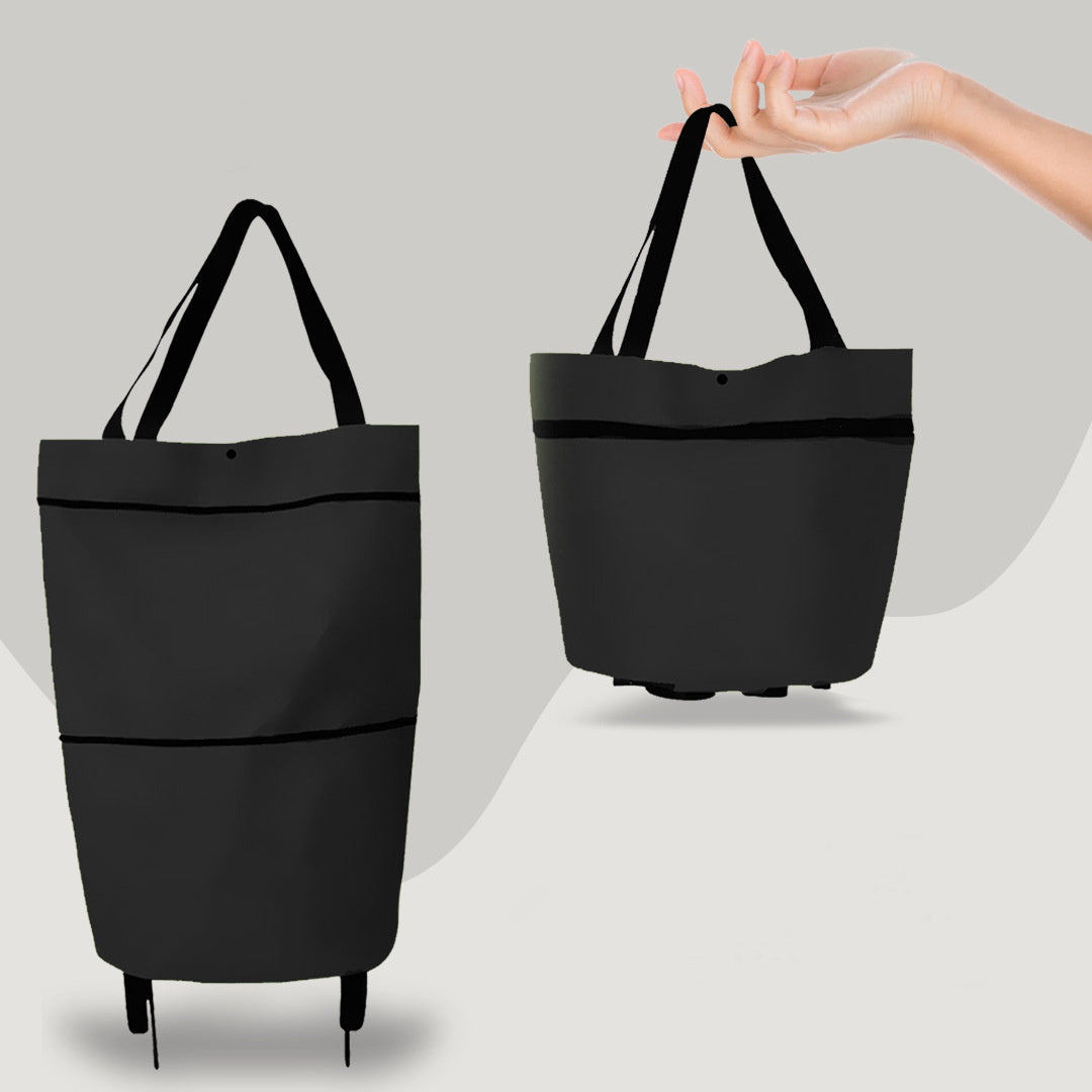Foldable Oxford Shopping Tote with Wheels