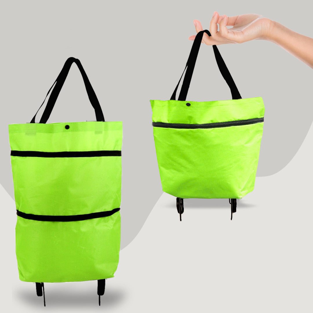 Foldable Oxford Shopping Tote with Wheels