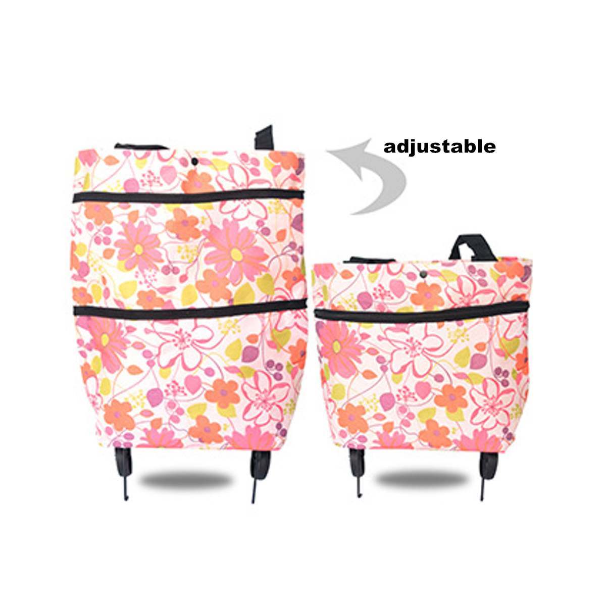 Foldable Oxford Shopping Tote with Wheels