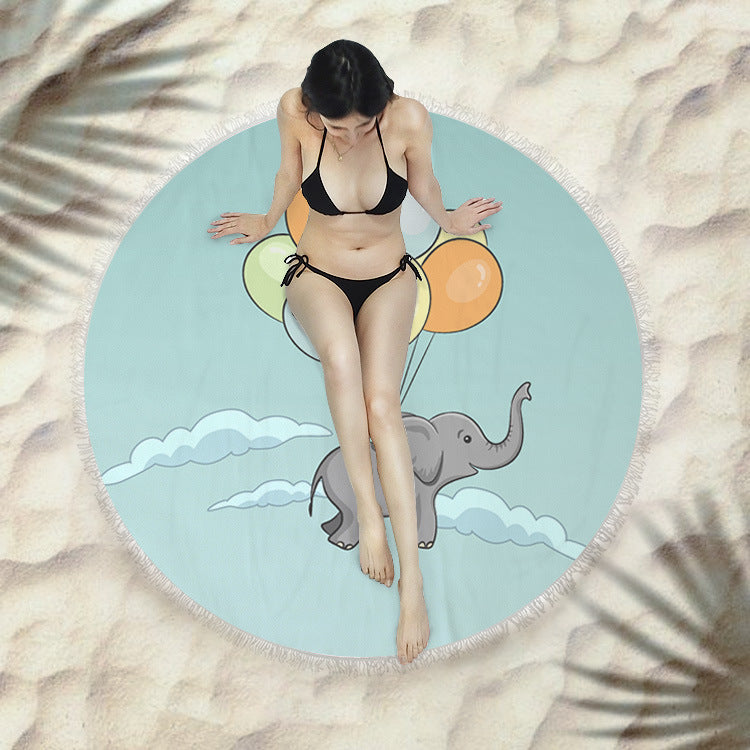 Round Fringed Beach Towel