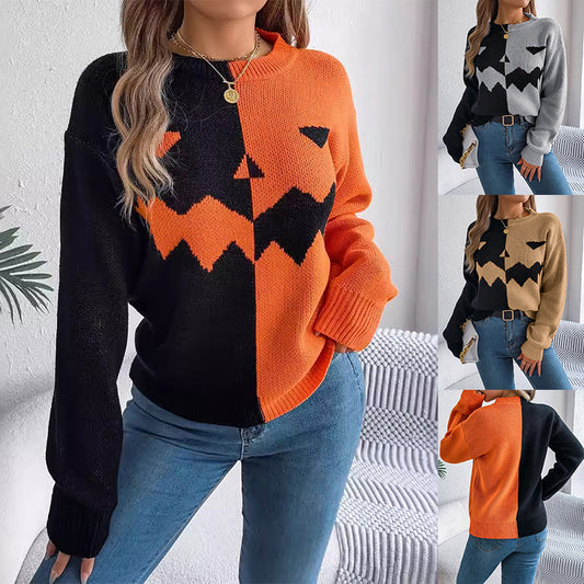 Long Sleeve Knitted Halloween Pullover Sweater