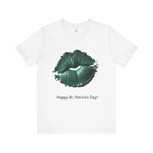 St. Patrick's Day Green Kiss Lip Tee for Unisex - Fun & Festive Short Sleeve T-Shirt