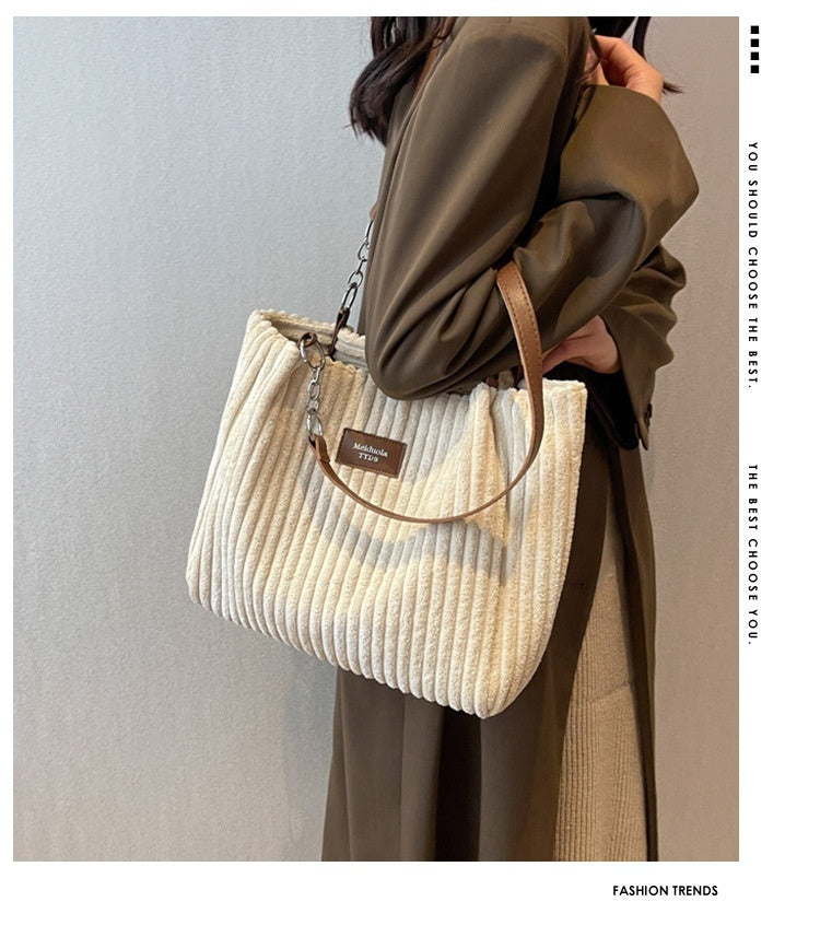 Large Capacity Corduroy Shoulder Bag