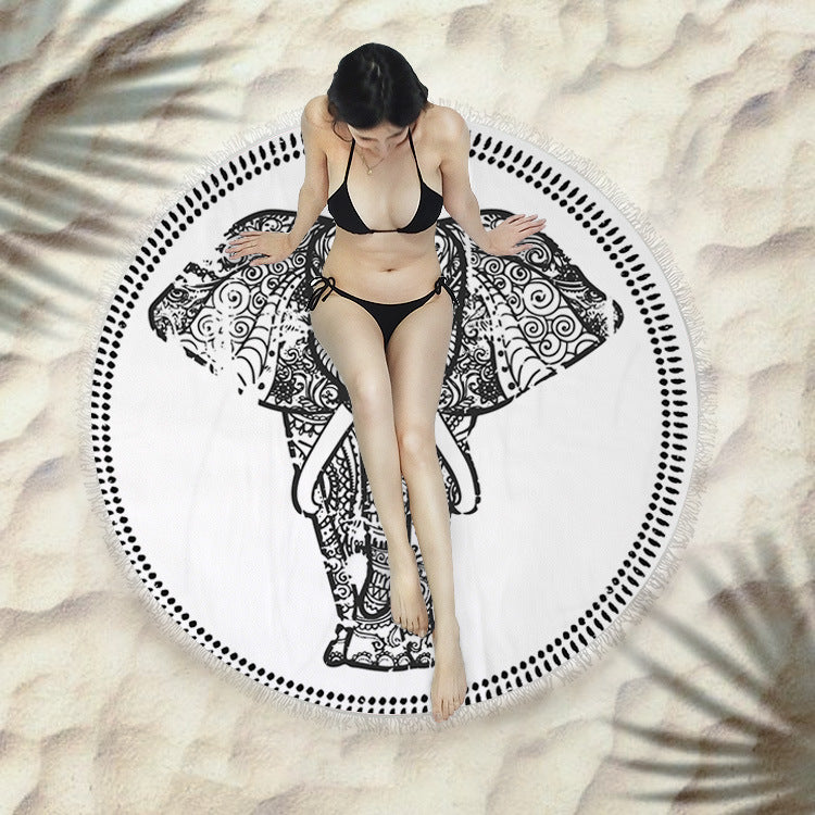 Round Fringed Beach Towel