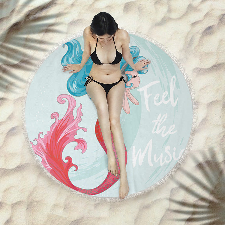Round Fringed Beach Towel