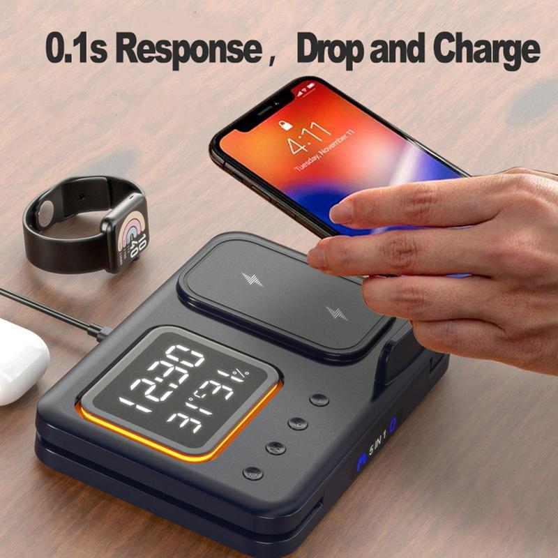 15W LED Digital Alarm Clock and Wireless Charging Station