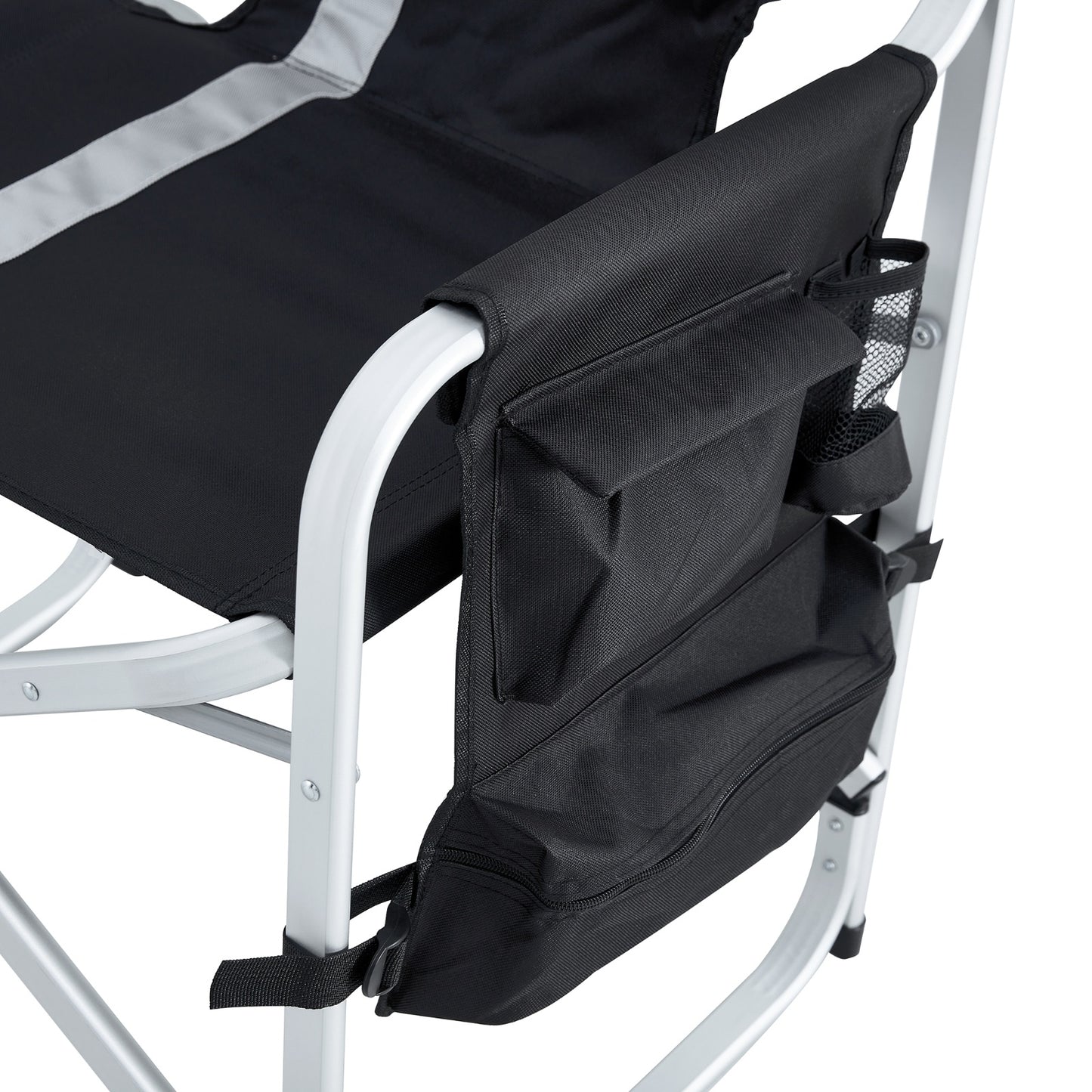 Lightweight Padded Folding Chair with Side Table and Storage Pockets