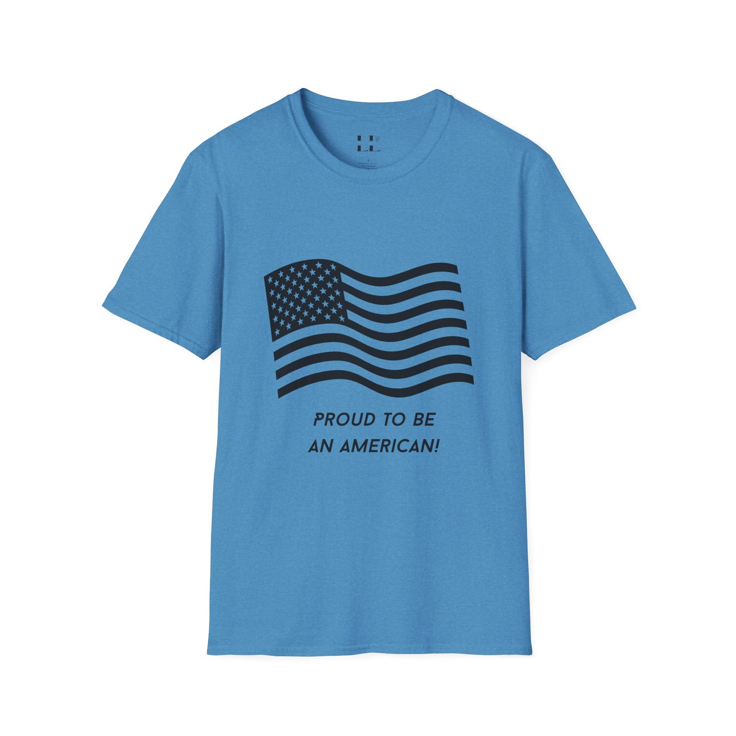 Proud to Be an American T-Shirt | Flag | Black Print - Unisex Softstyle Tee