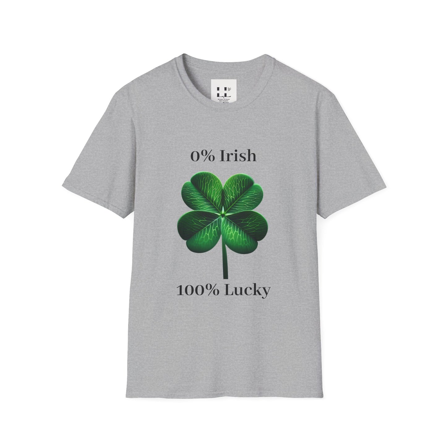 Unisex Softstyle T-Shirt: 0% Irish 100% Lucky Graphic Tee