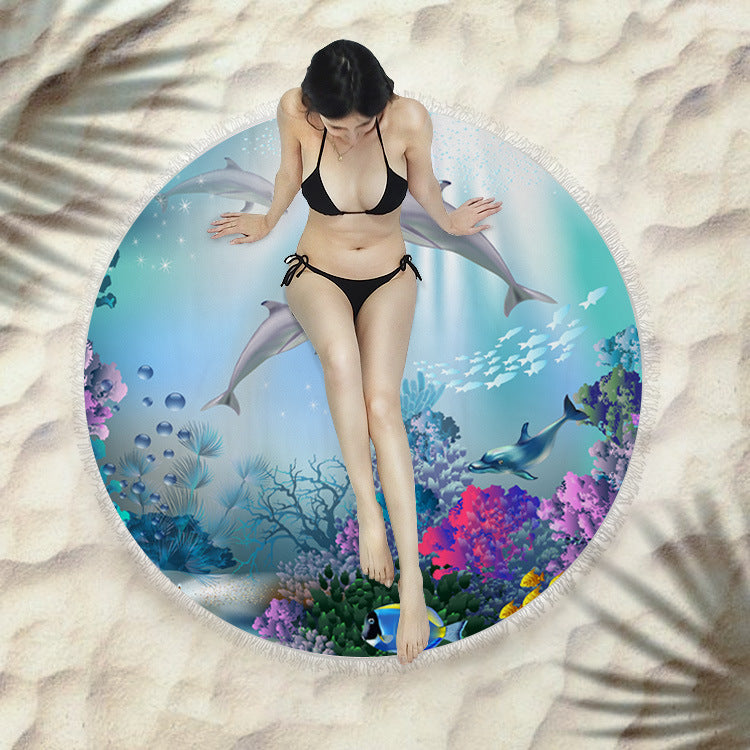 Round Fringed Beach Towel