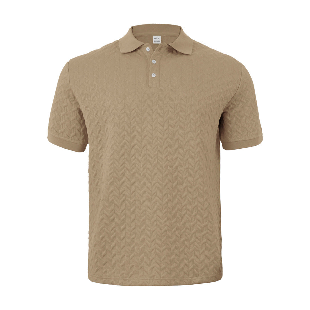 Solid Color Men's Patterned Polo Shirt