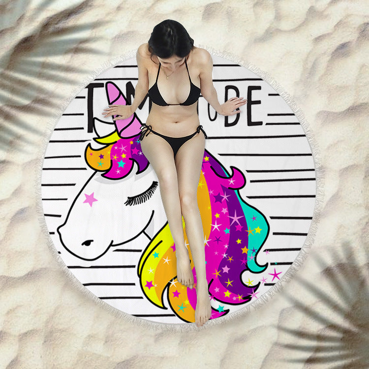 Round Fringed Beach Towel