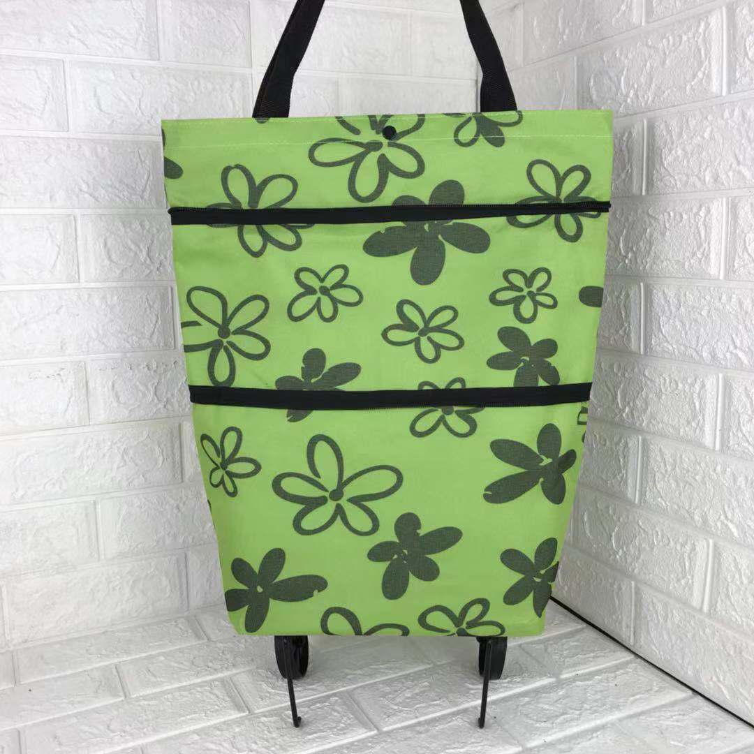 Foldable Oxford Shopping Tote with Wheels