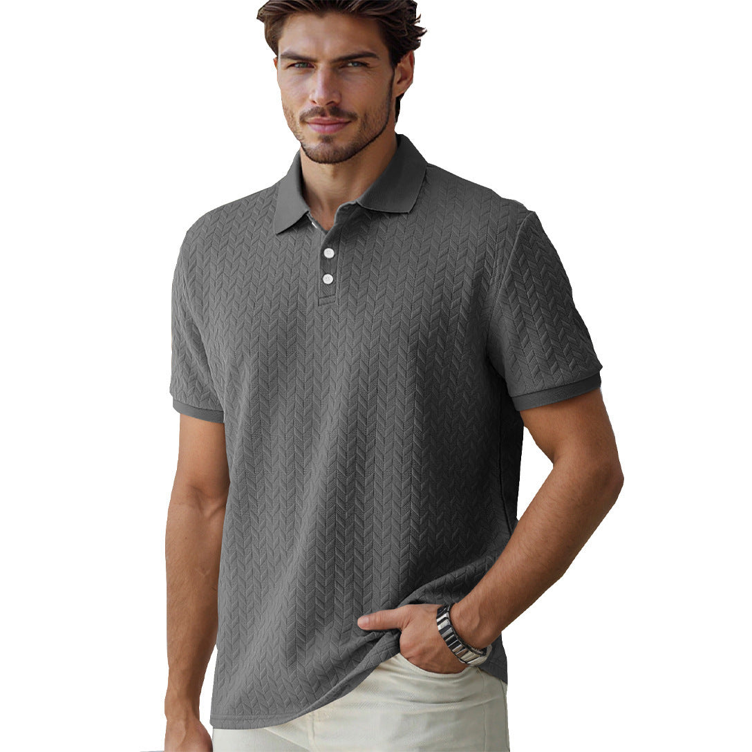 Solid Color Men's Patterned Polo Shirt