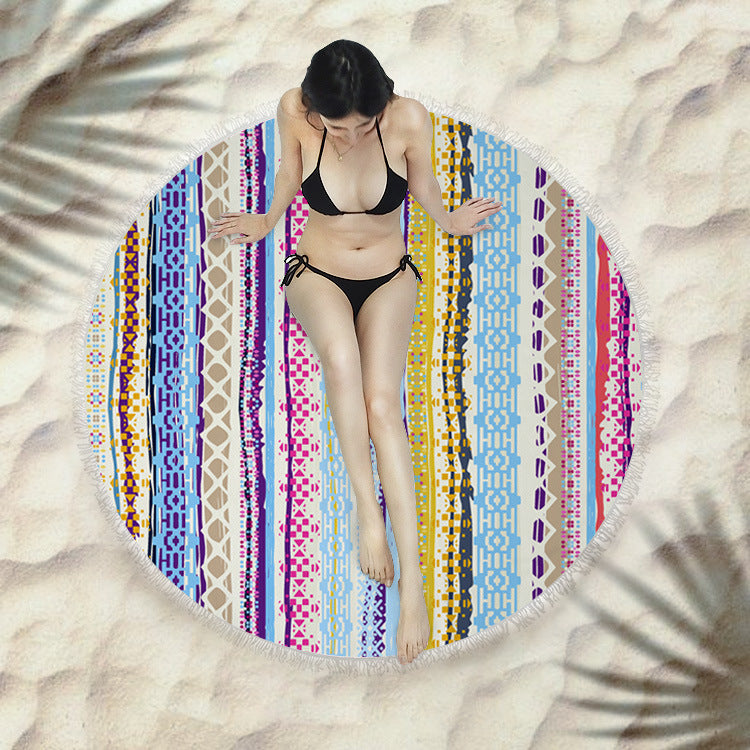 Round Fringed Beach Towel