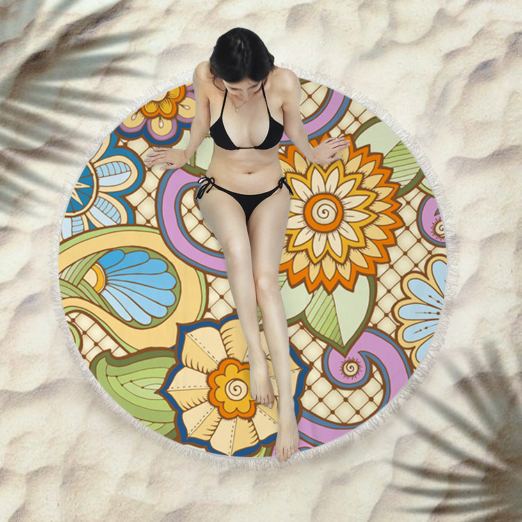 Round Fringed Beach Towel
