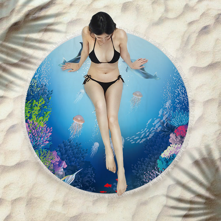 Round Fringed Beach Towel
