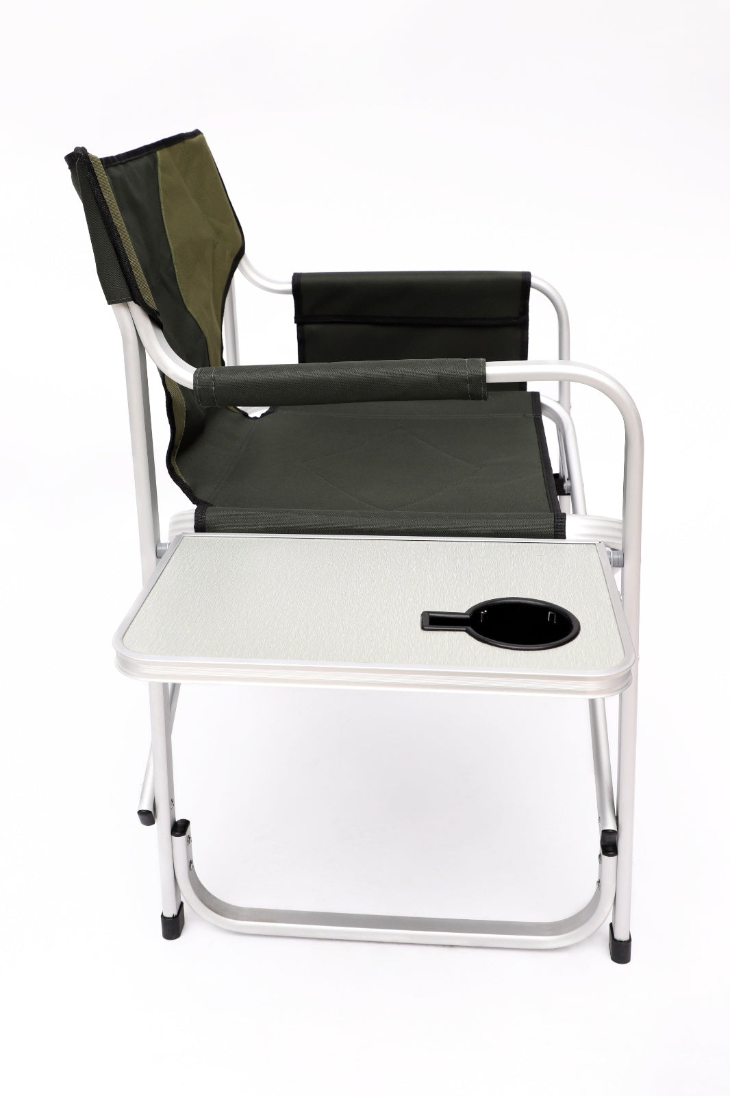 Lightweight Padded Folding Chair with Side Table & Storage