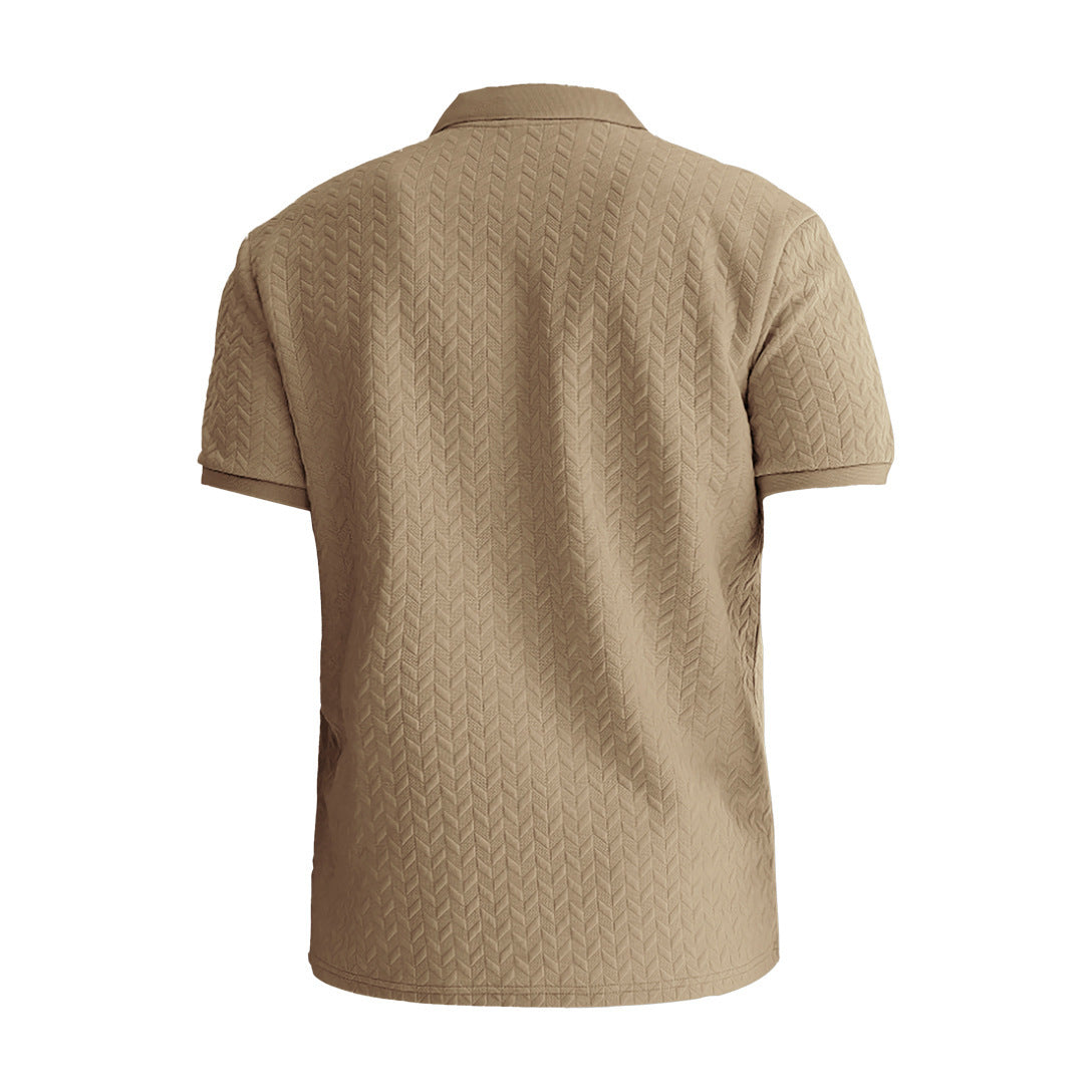 Solid Color Men's Patterned Polo Shirt