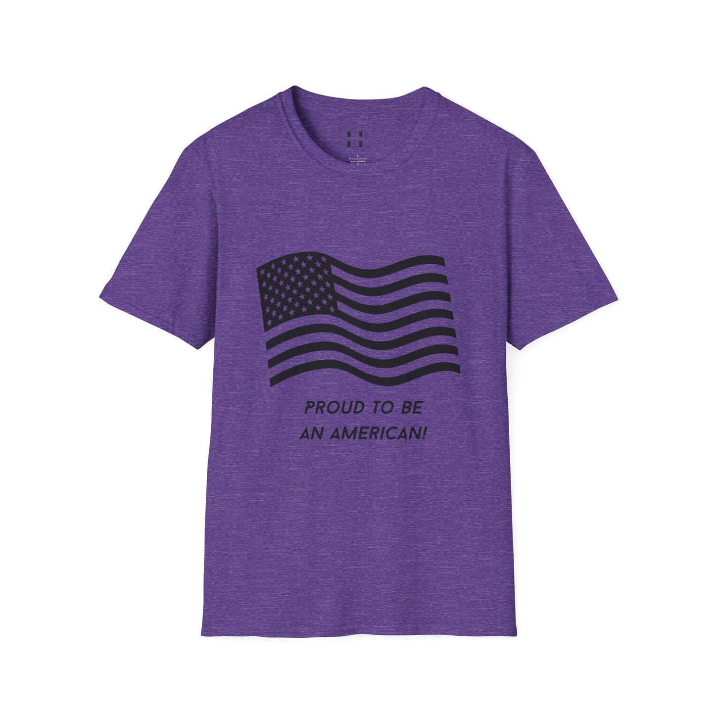 Proud to Be an American T-Shirt | Flag | Black Print - Unisex Softstyle Tee