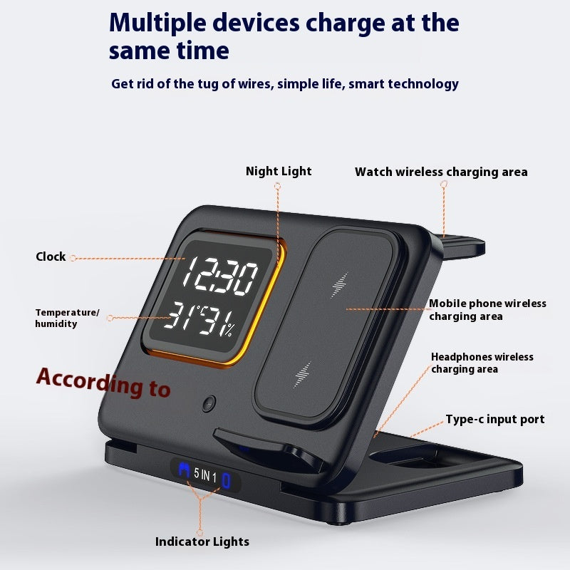 15W LED Digital Alarm Clock and Wireless Charging Station