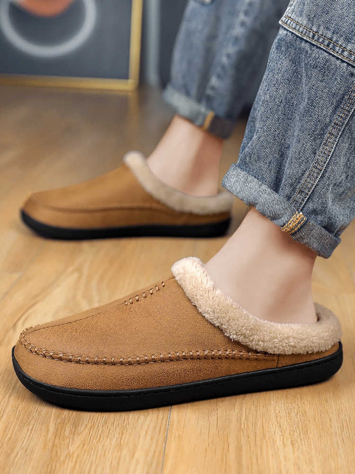 #9 - Men's Plus Size Suede/Cotton Slippers