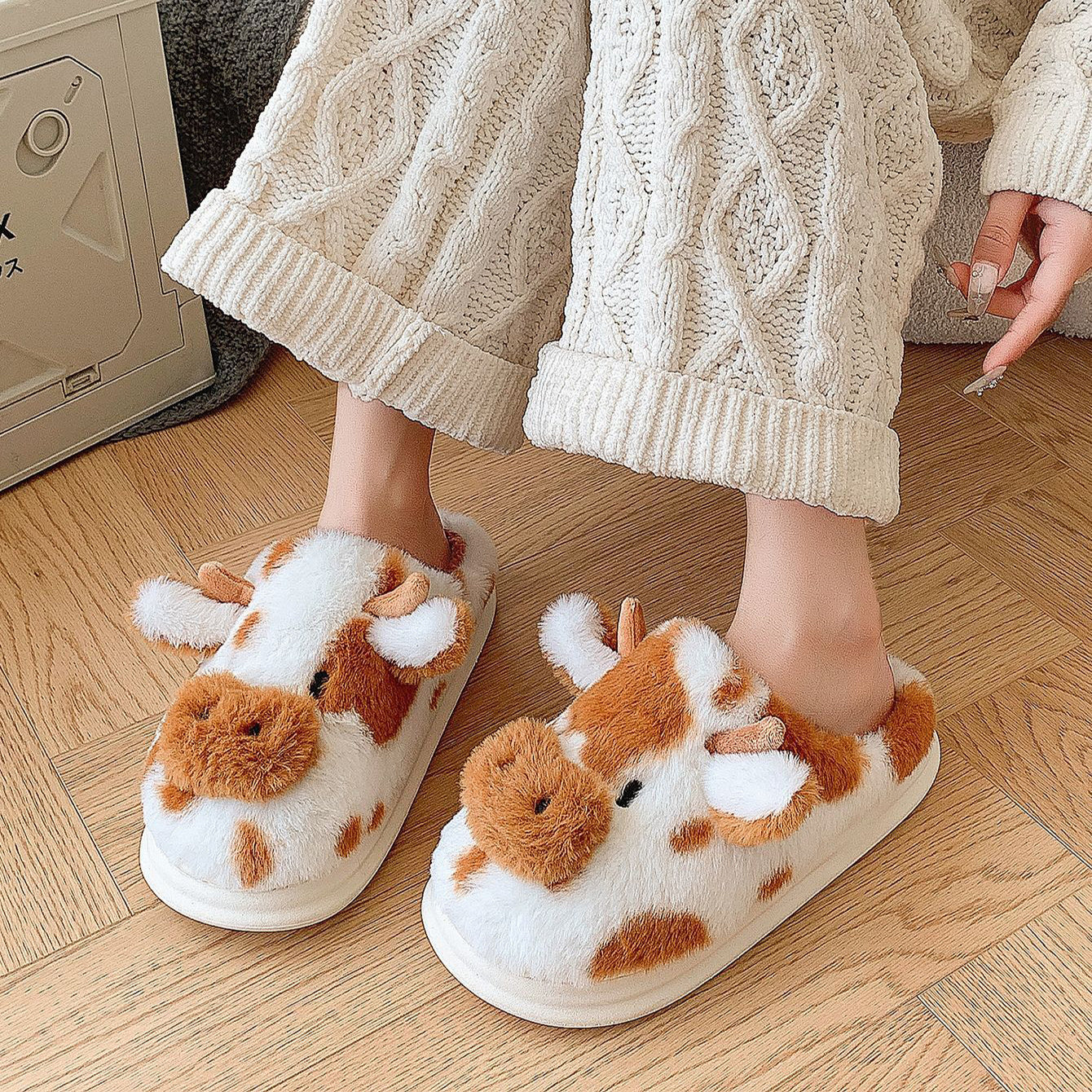 #24 - Cow Plush Slippers
