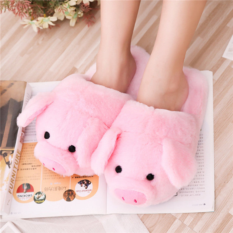 #2 - Pink Pig Plush Slippers