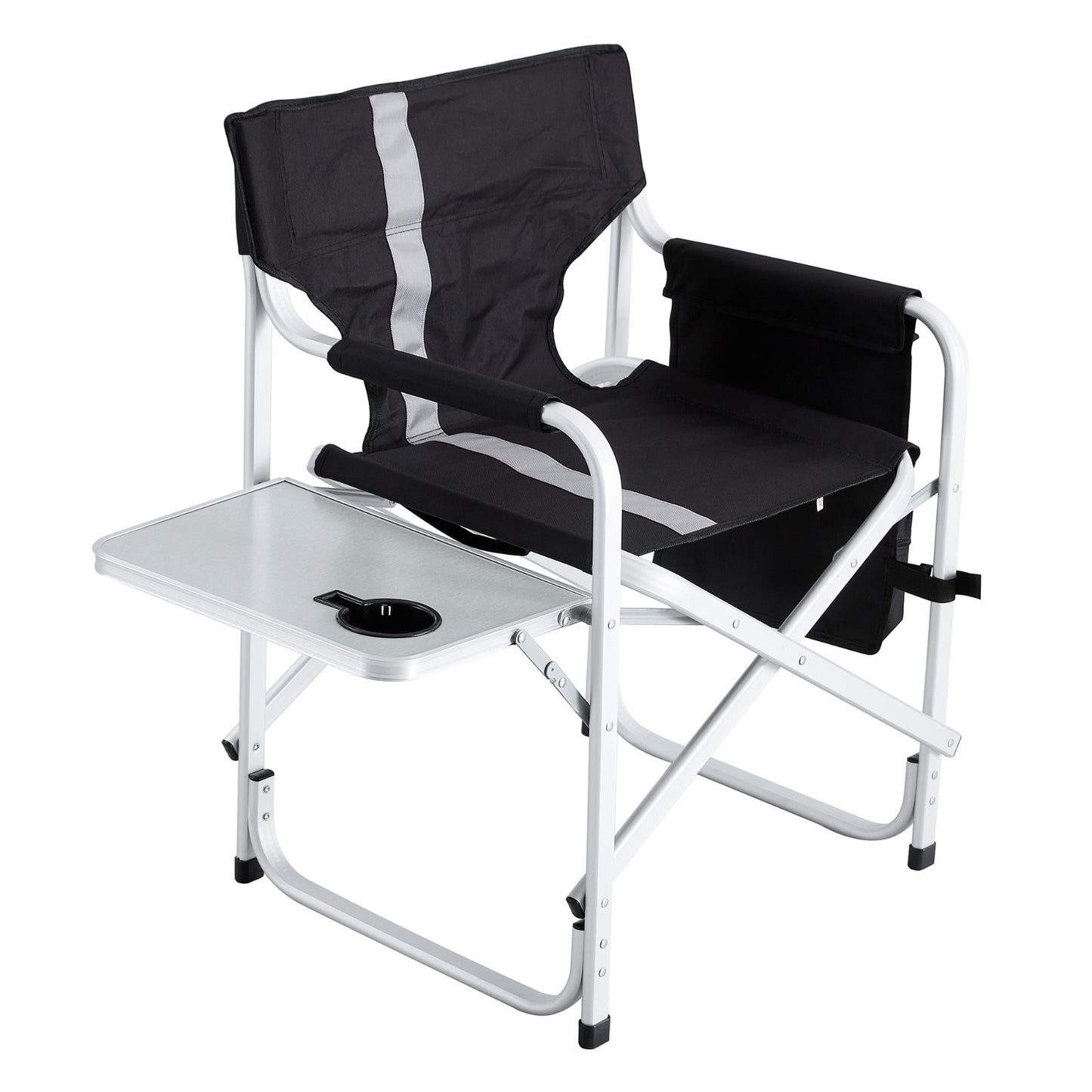 Lightweight Padded Folding Chair with Side Table and Storage Pockets