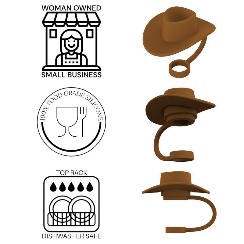 Novelty Straw Toppers - Reusable Cowboy Hat