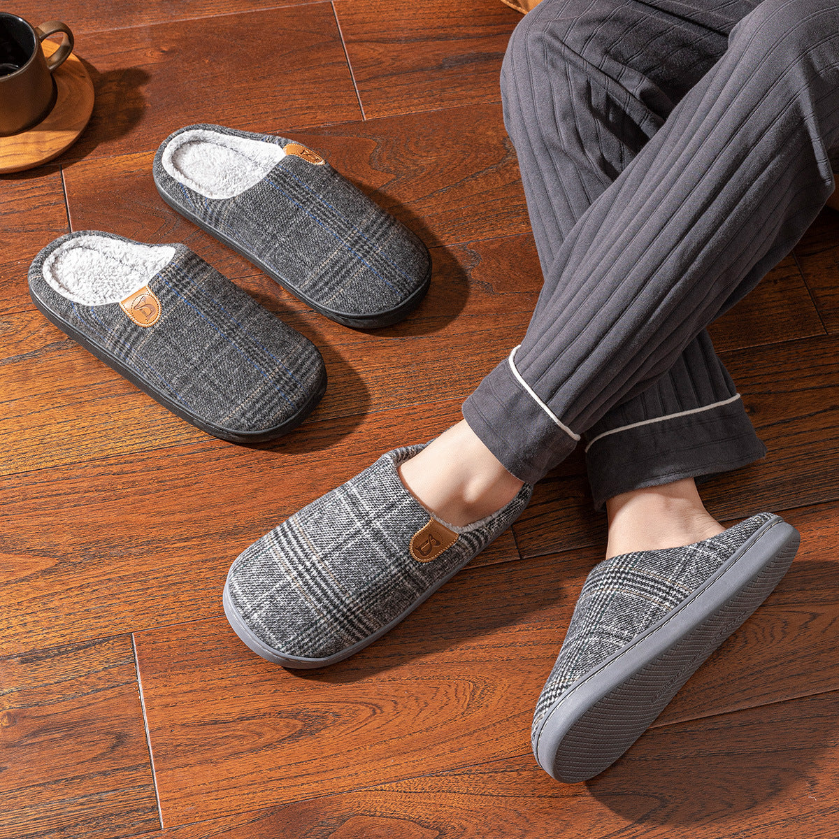 #43 - Cotton Men's Plaid Slippers