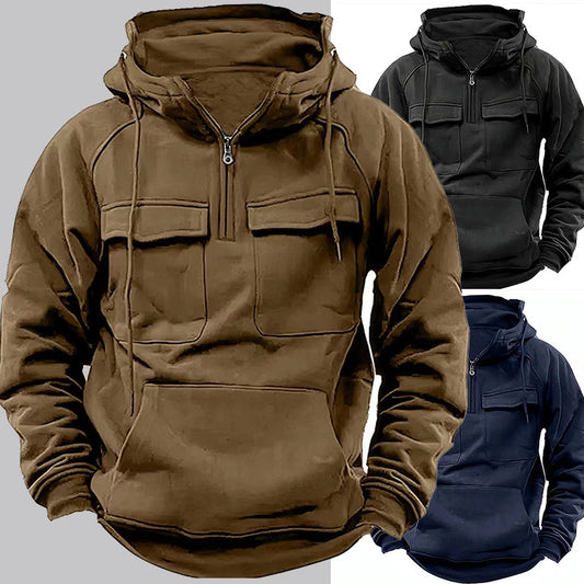 Men's Zip-Up Pocketed Hoodie