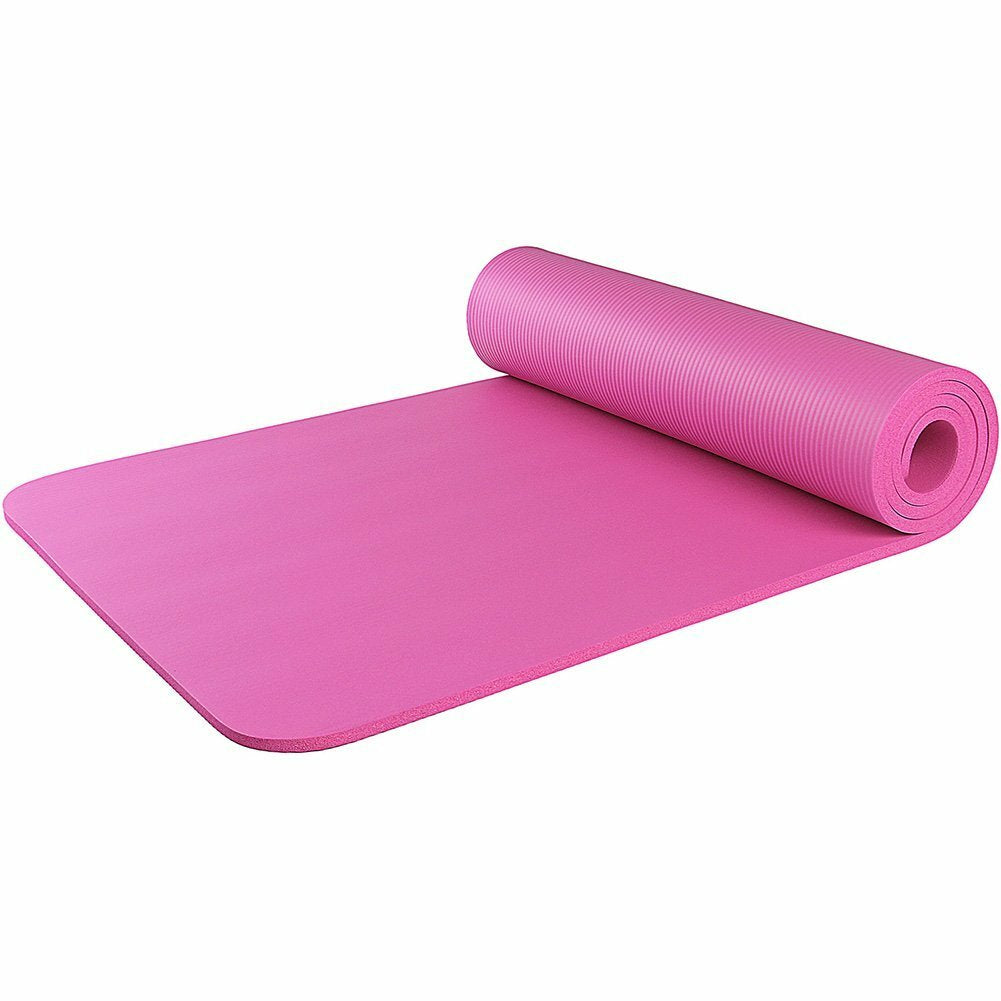 Extra Thick 10Mm Exercise Yoga Pilates Mat Gym Fitness NBR 72"X 24" W/ Bag Strap