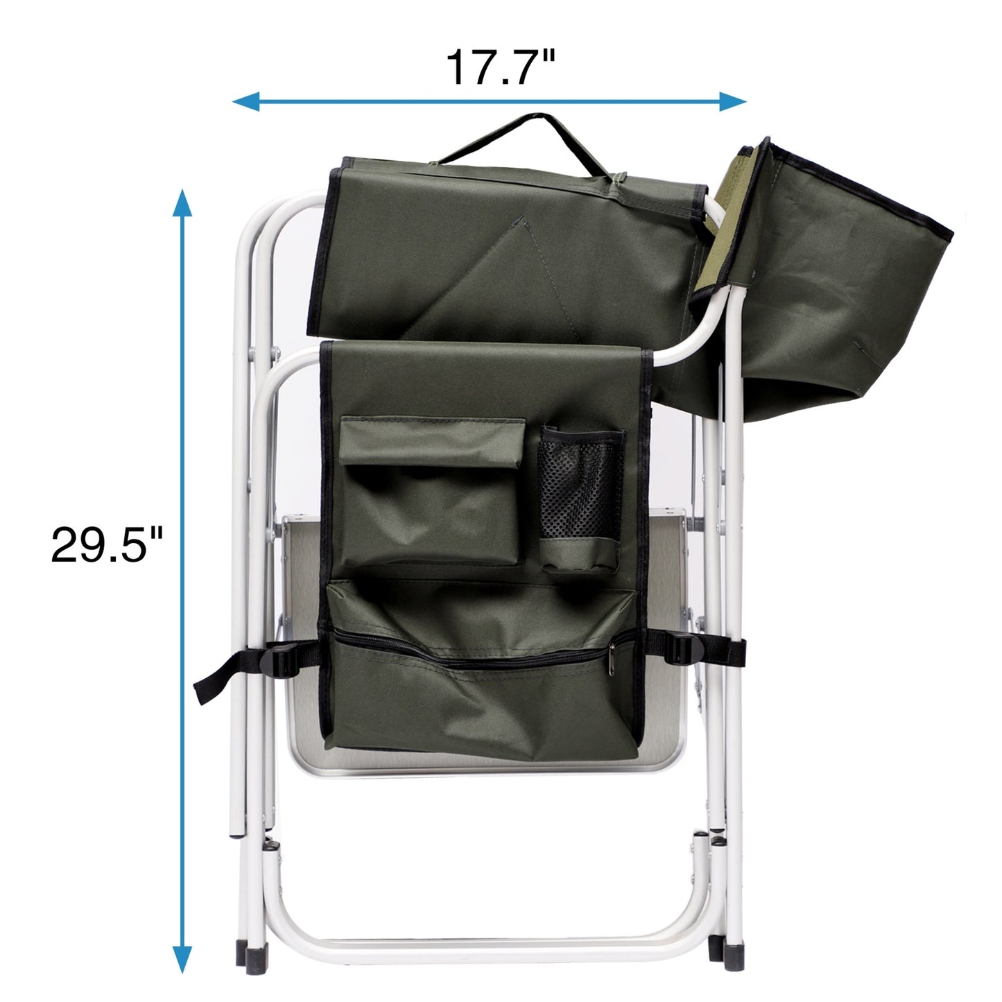 Lightweight Padded Folding Chair with Side Table & Storage
