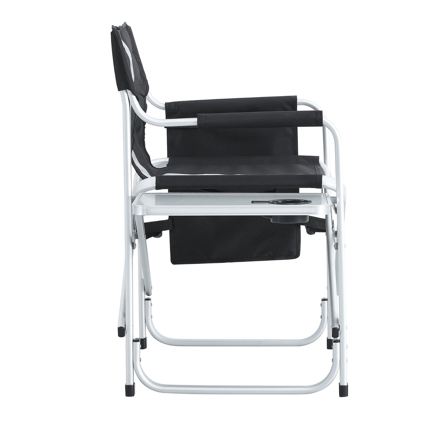 Lightweight Padded Folding Chair with Side Table and Storage Pockets