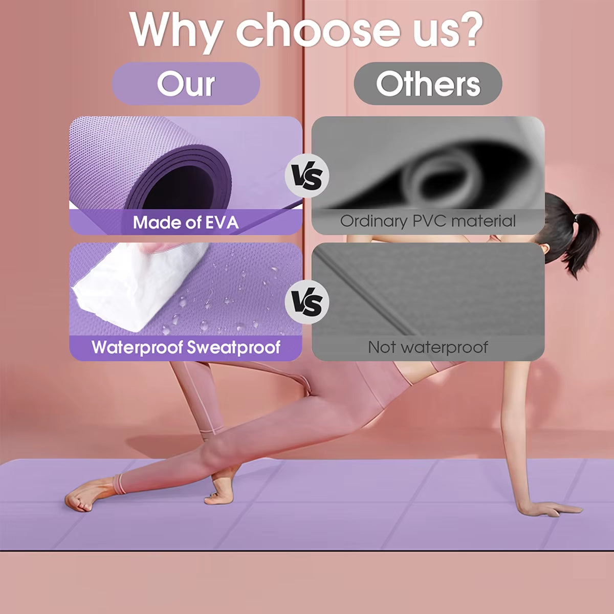 Foldable Yoga Mat Eco Friendly EVA Folding Travel Fitness Exercise Mat 3Mm/4Mm Thicknesses for Yoga Pilates & Floor Workouts