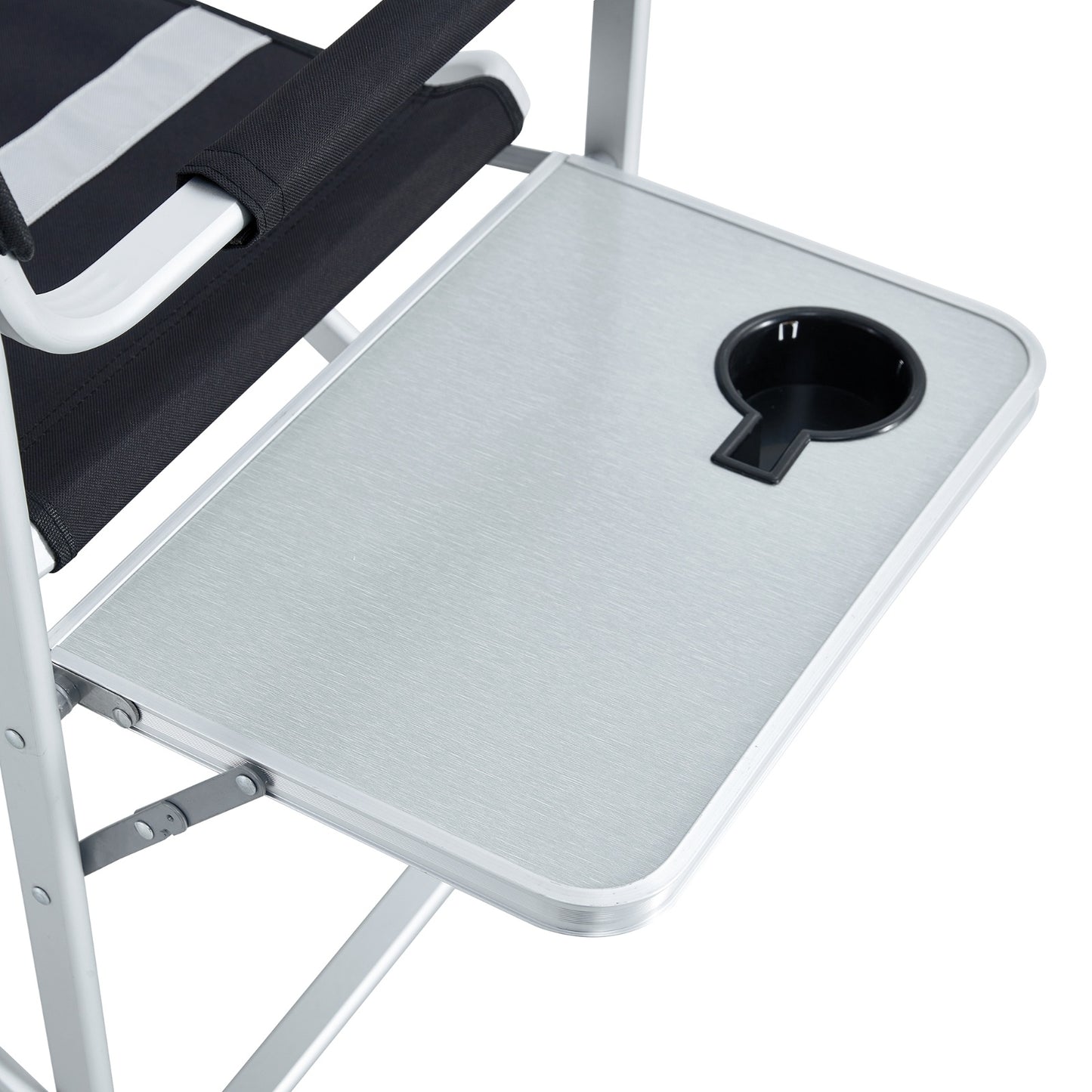Lightweight Padded Folding Chair with Side Table and Storage Pockets