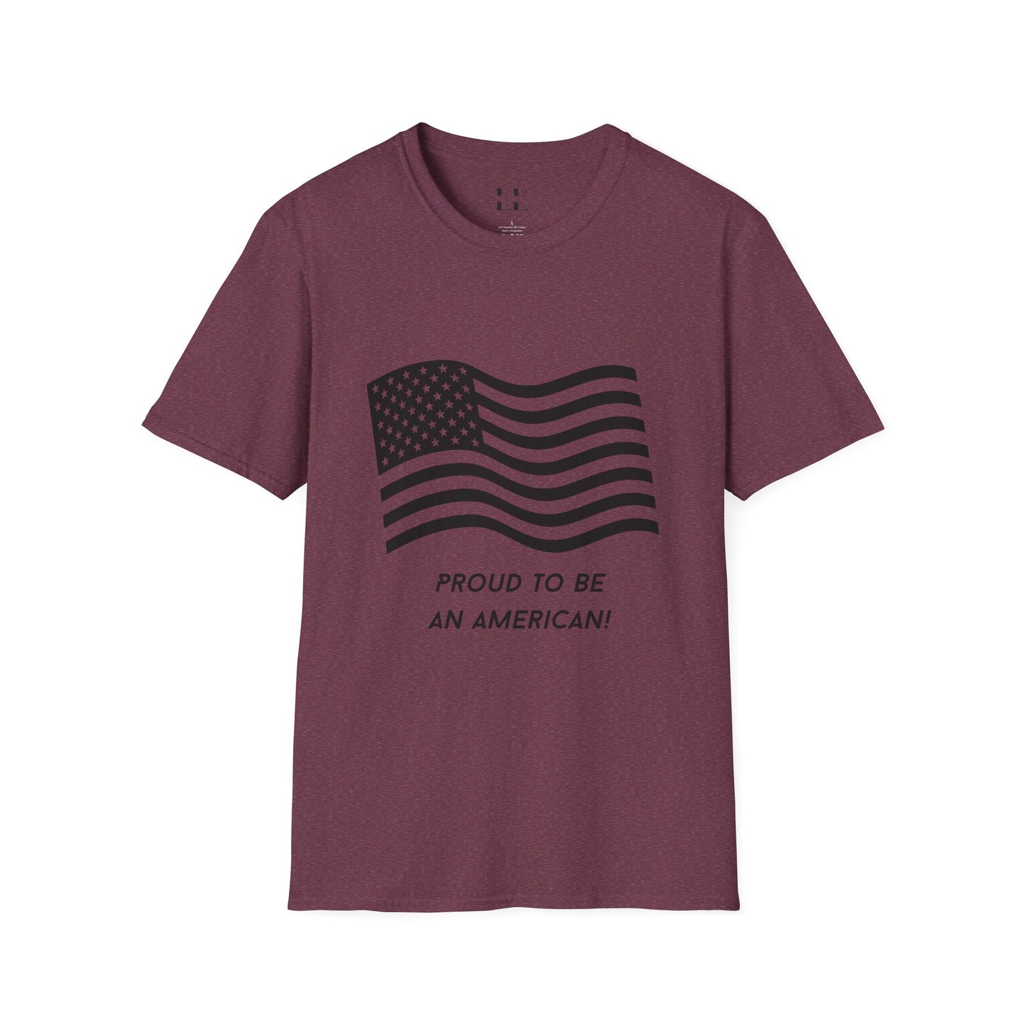 Proud to Be an American T-Shirt | Flag | Black Print - Unisex Softstyle Tee