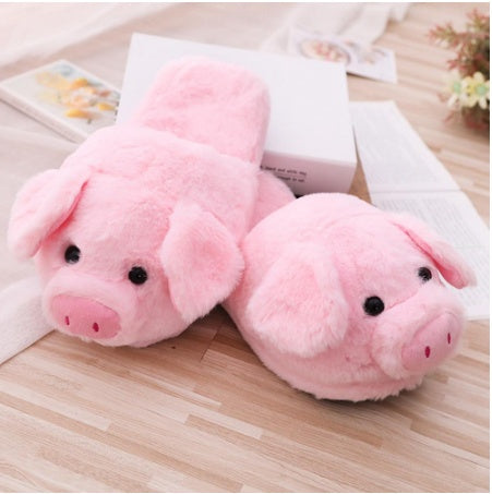 #2 - Pink Pig Plush Slippers