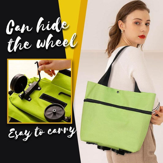 Foldable Oxford Shopping Tote with Wheels