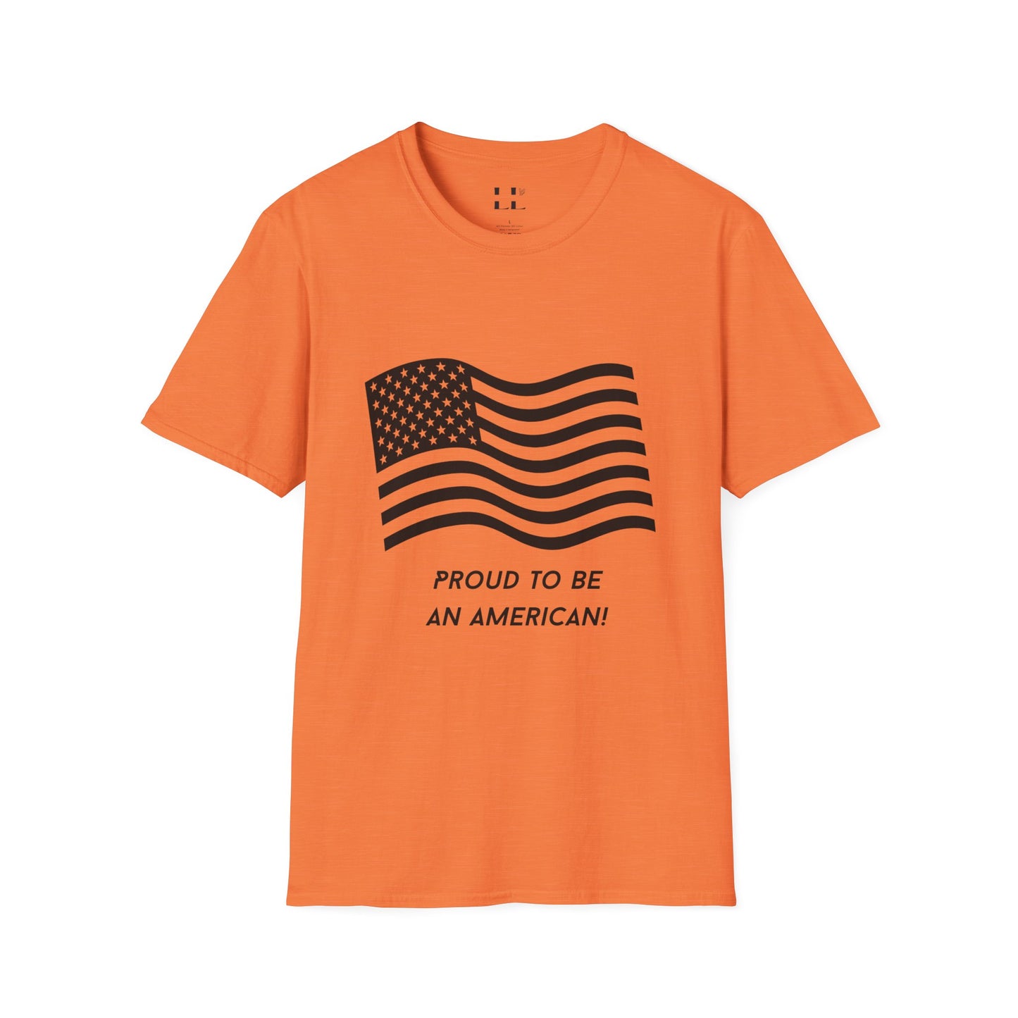 Proud to Be an American T-Shirt | Flag | Black Print - Unisex Softstyle Tee