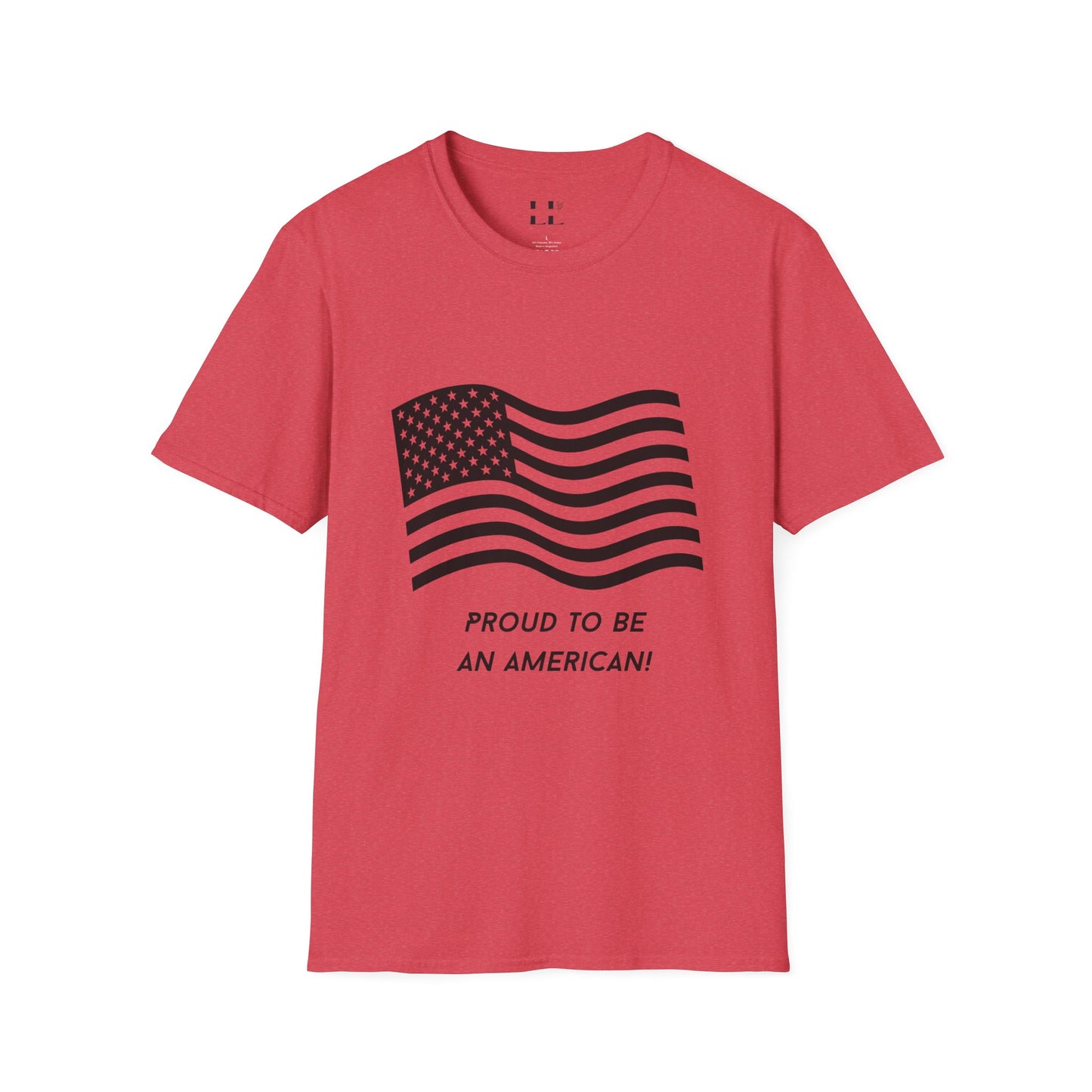Proud to Be an American T-Shirt | Flag | Black Print - Unisex Softstyle Tee