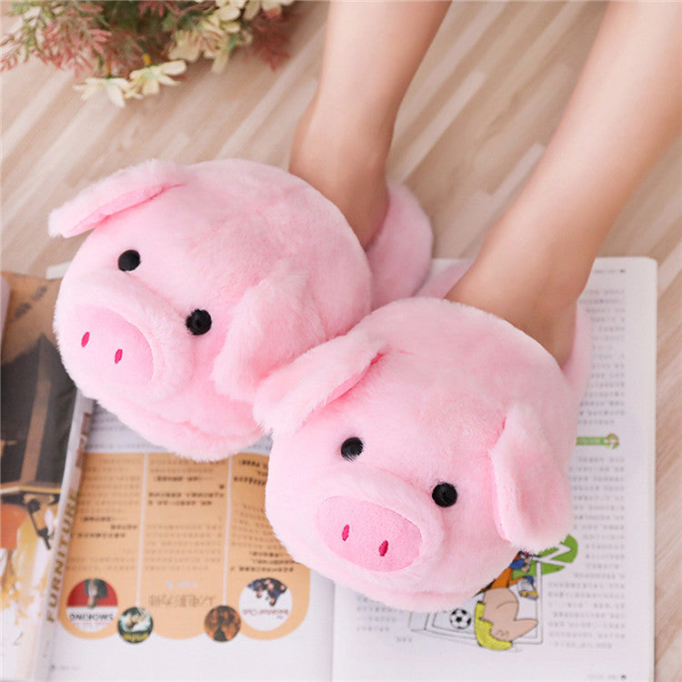 #2 - Pink Pig Plush Slippers