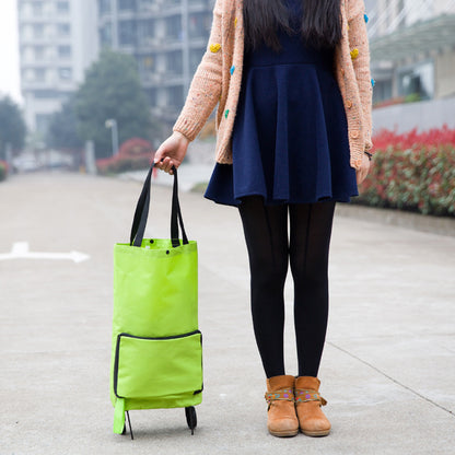 Foldable Oxford Shopping Tote with Wheels